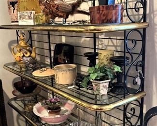Great 4-shelf metal and brass baker's rack