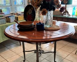 Wooden top breakfast table with metal base