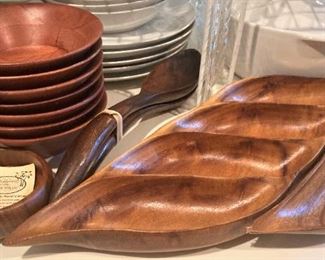 Wooden bowls and serving dishes