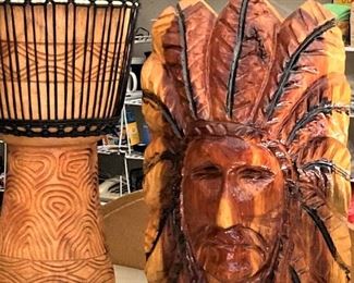 Carved Native American ; longhorn