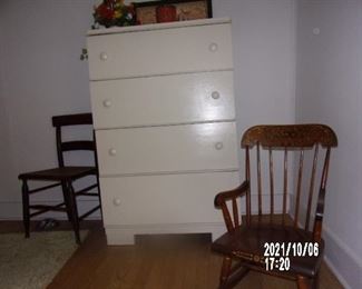 LARGE WHITE DRESSER-CHILDS ROCKER