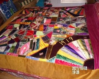 EARLY CRAZY QUILT 1919