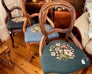 Antique Chairs with Needlepoint Seat