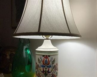 Ceramic hand painted lamp