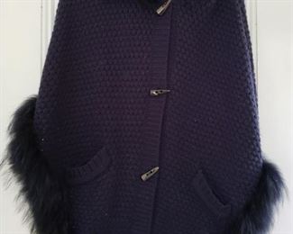 Fur Lined Sweater Poncho