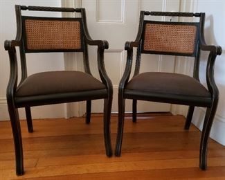 Double Caned Back Armchairs 