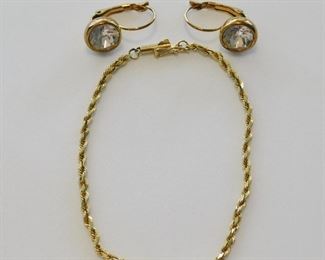 14K Bracelet and ear rings