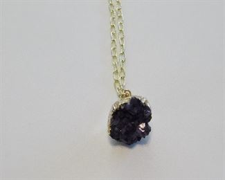 OIA large Amethyst cluster necklace surrounded in 22K gold