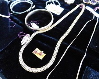 Very large 14K white and yellow necklace