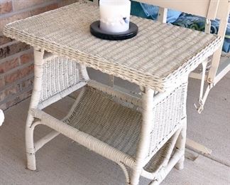 Wicker Patio End Table ~ $40.00                                               23" H x 15" W x 24.5" D 