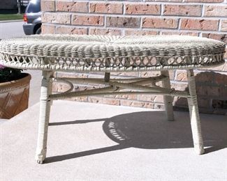 Oval Wicker Patio Table ~ $50.00                                         17.5" H x 37" W x 18" D