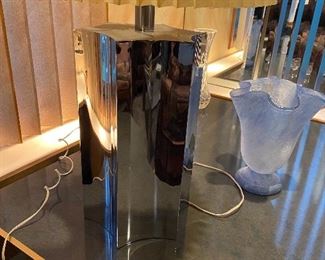 Chrome Lamp and Vase