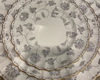 Spode China service for 12, Scalloped and gold edges,