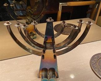 Menorah, Artist signed, very heavy 