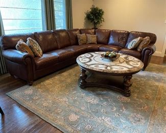 Roll Arm 3 Piece Leather L Shape Sectional