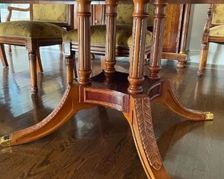 Safavieh 11' Fruitwood Dining Room Table: INCLUDES: 6 Side Chairs, 2 Captain Chairs, Fruitwood Sidetable