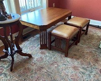 Stickley Coffee Table Mission Style, Stools store underneath