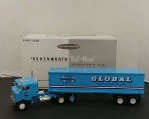 First Gear #19-1810 1953 "Bull-Nose" Coe Tractor w/ 35' Trailer * Global Van Lines 1:34
