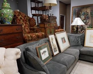 Grey Sectional, Art Work, Lamps & More!!!