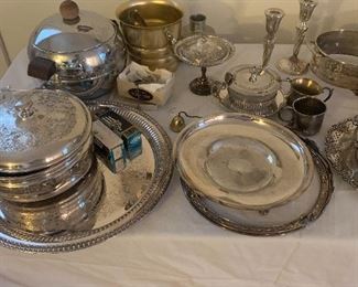 Silver plates serving bowls and platters 