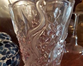 Pink and clear vase
