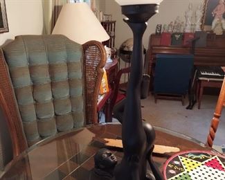 Black mid century lady lamp
