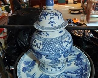 Stand with vase and bowl