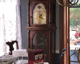 Grandfather clock & dining room furniture 