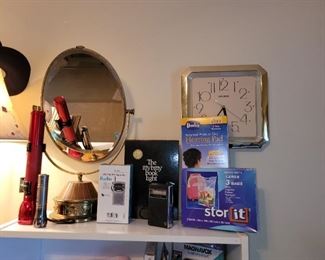 Flash Lights, Vintage Transistor Radios, Magnifier Mirror, Wall Clock