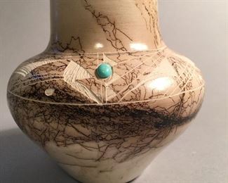 Signed Vail Sr. Navajo Horse Hair Pottery Vase