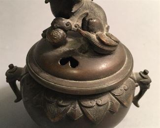 Bronze Chinese Foo Dog Incense Burner