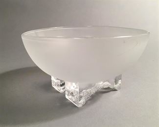 Mid Century Modern Art Glass Footed Bowl 