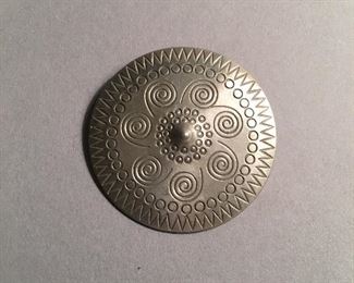 Mid Century Modern Jorgen Jensen Pewter Brooch, Denmark 