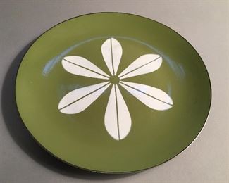 Mid Century Modern Cathrineholm Norway Green and White Lotus Enamel Plate