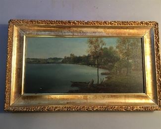 Antique Oil On Board Seascape, Signed 