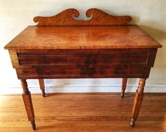Antique Birdseye Maple Two Drawer Table