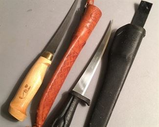 Vintage J Marttiini filleting Knife and Normark filleting Knife 
