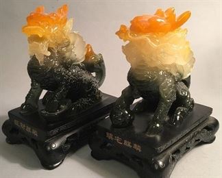 Vintage Composite Pair of Foo Dogs 