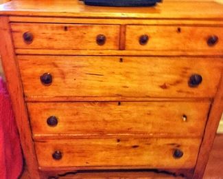 Two Over Three Antique Pine Chest of Drawers 