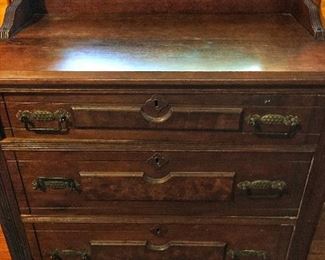 Antique Victorian Eastlake Three Drawer Washstand 