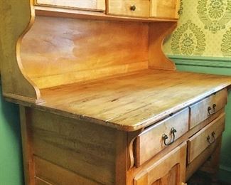 Vintage Maple Baker’s Cupboard 