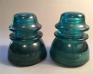 Two Vintage Hemingray 42 Glass Insulators 