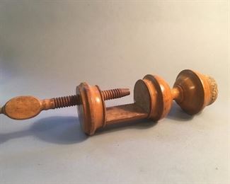 Antique Wood Clamp Sewing Pin Cushion 