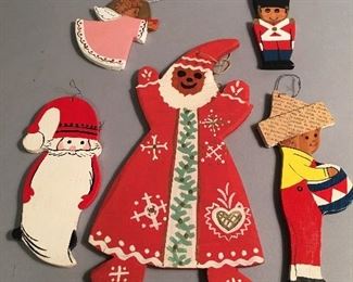 Vintage Hand Painted Folk Art Christmas Ornaments 
