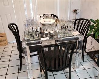 Lucite dining table, 10 years old approx. not vintage