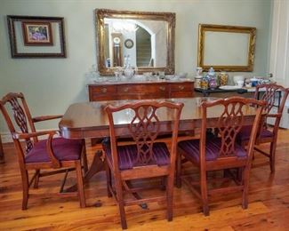 Mahogany dining table and chairs 