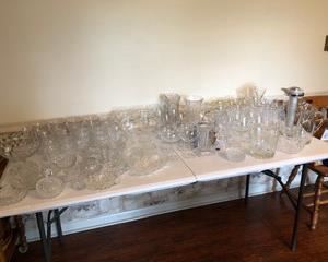 For the Fostoria lover in your family... we have several pieces of excellent condition Americana Fostoria, glasses, sherbets, wine glasses and a beautiful large serving pedestal bowl.