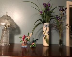 So many lovely decor items, just can't picture them all, but this clear glass lamp and beautifully painted porcelain birds are just a teaser...come see it all.