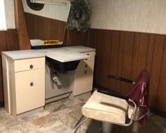 A wonderful opportunity to also own this sink and coordinating Shop Cabinet and chair.  Chair is so comfy, revolving and ready for your next customer!