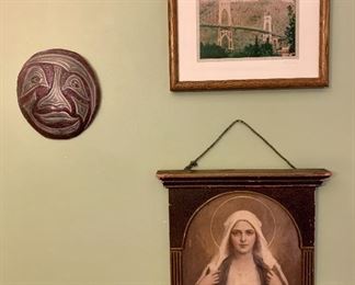 Ceramic art, religious art, and more art to be found at this sale.   There is a whole table of of unframed art and loads of art in frames.